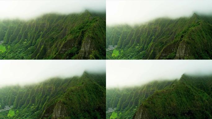 夏威夷凝固熔岩地层的鸟瞰图