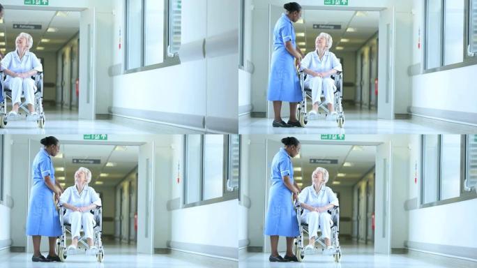现代医院护理人员病人轮椅