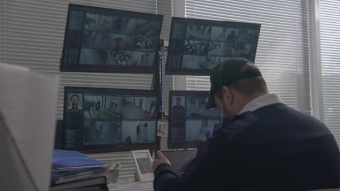 保安监控电脑和平板电脑上的闭路电视摄像头
