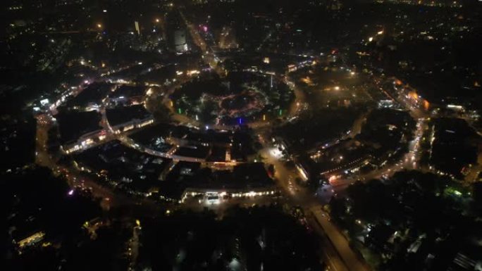 印度新德里首都城市干诺特广场Cp的空中无人机拍摄巴拉肯巴路中央市场中央公园印度国旗内圈外圈
