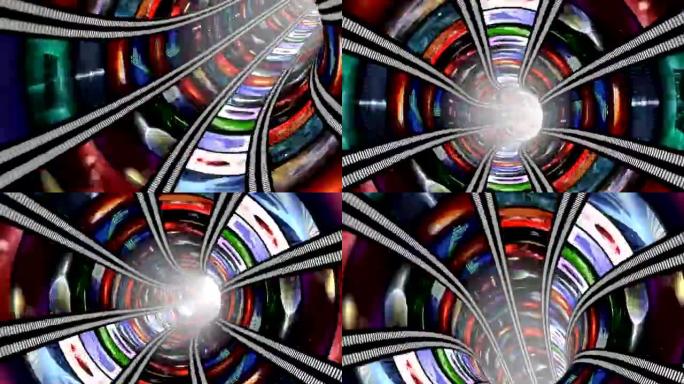 带视频墙环的动画虫洞