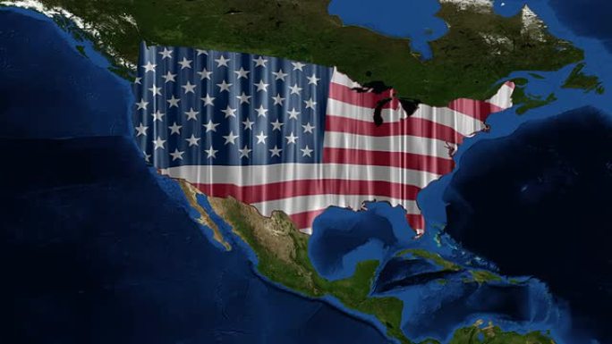 从太空看美利坚合众国-美国地图