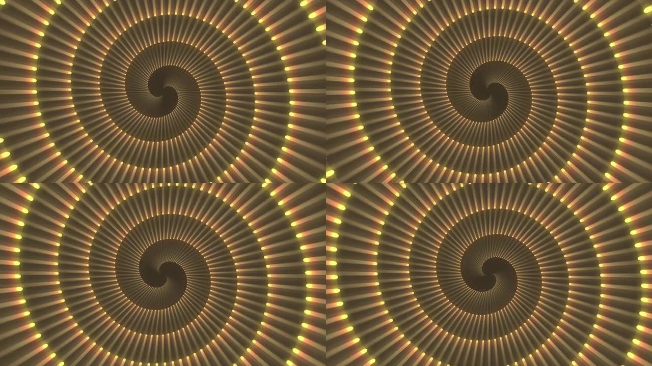 旋转旋转的螺旋动画发光黄点漩涡背景