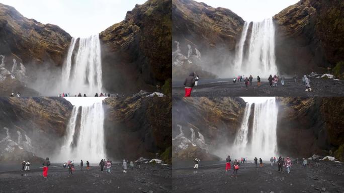 冰岛南部斯科加福斯瀑布的白天春景