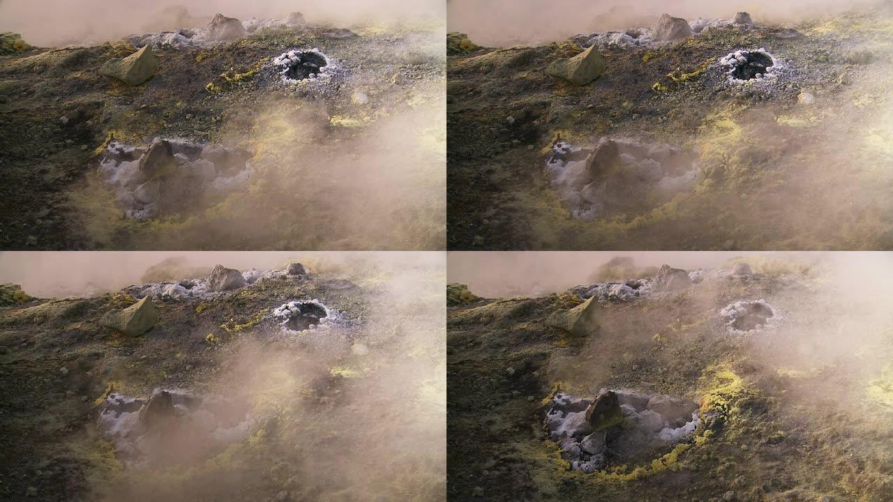 火山口内的喷气孔