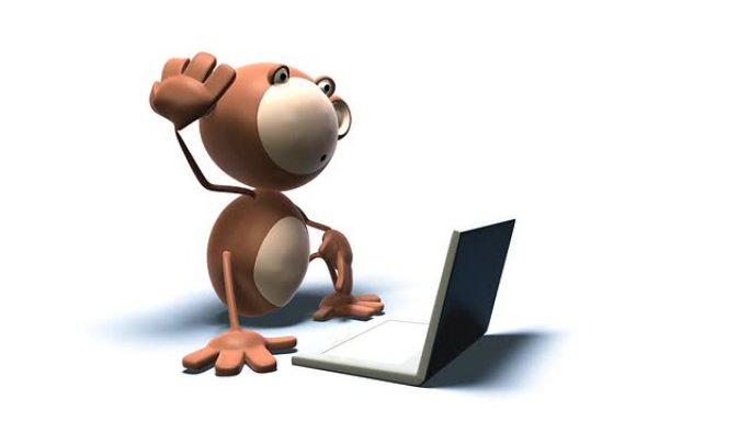 猴子使用笔记本电脑