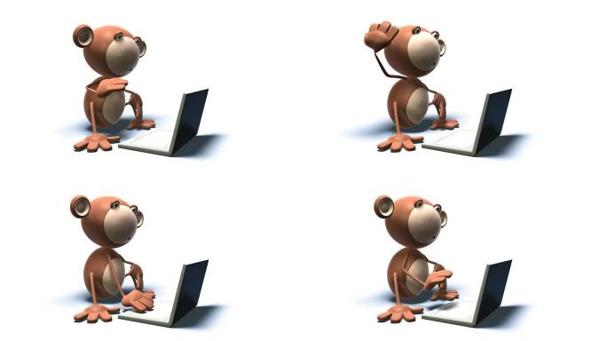 猴子使用笔记本电脑