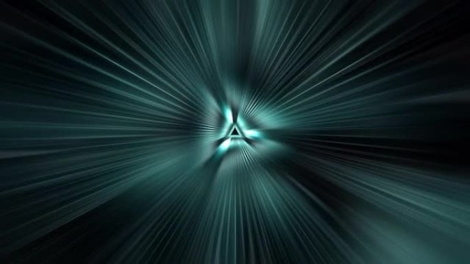 VJ环路绿蓝三角隧道技术催眠隧道三角网格背景4K 3D无缝循环开启器未来高科技动画