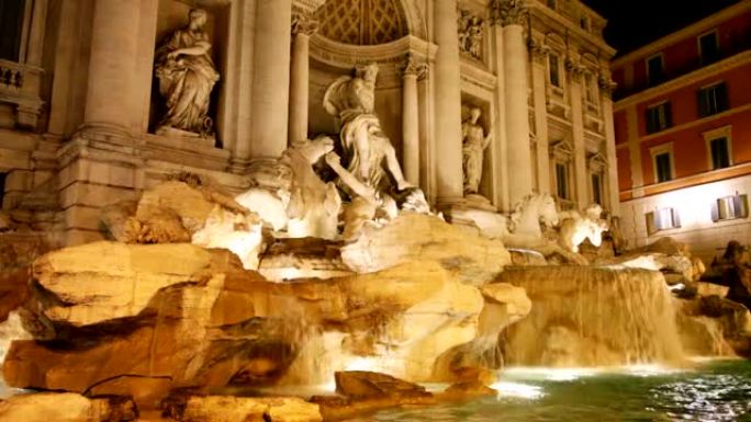 特雷维喷泉之夜，罗马，HD1080p