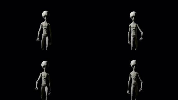 外星人行走高Bpm迷幻vj循环哑光背景迷幻动画飞碟身体3D