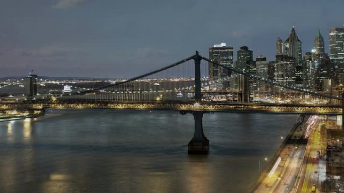 曼哈顿大桥从白天到晚上