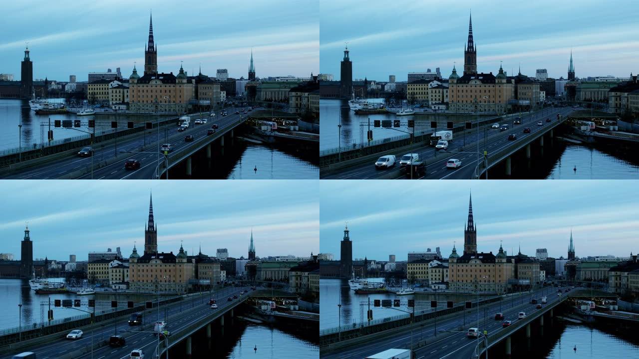 瑞典斯德哥尔摩城市风光航拍城市建设城市发