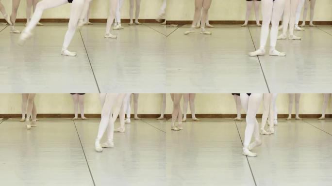 芭蕾舞学校的舞者在课堂上练习