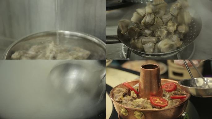 美食丽江铜锅腊排骨，排骨焯水