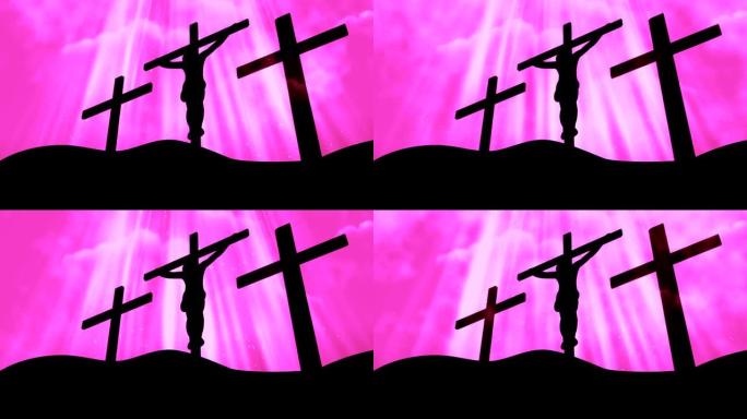 3十字架基督崇拜粉红色可循环背景