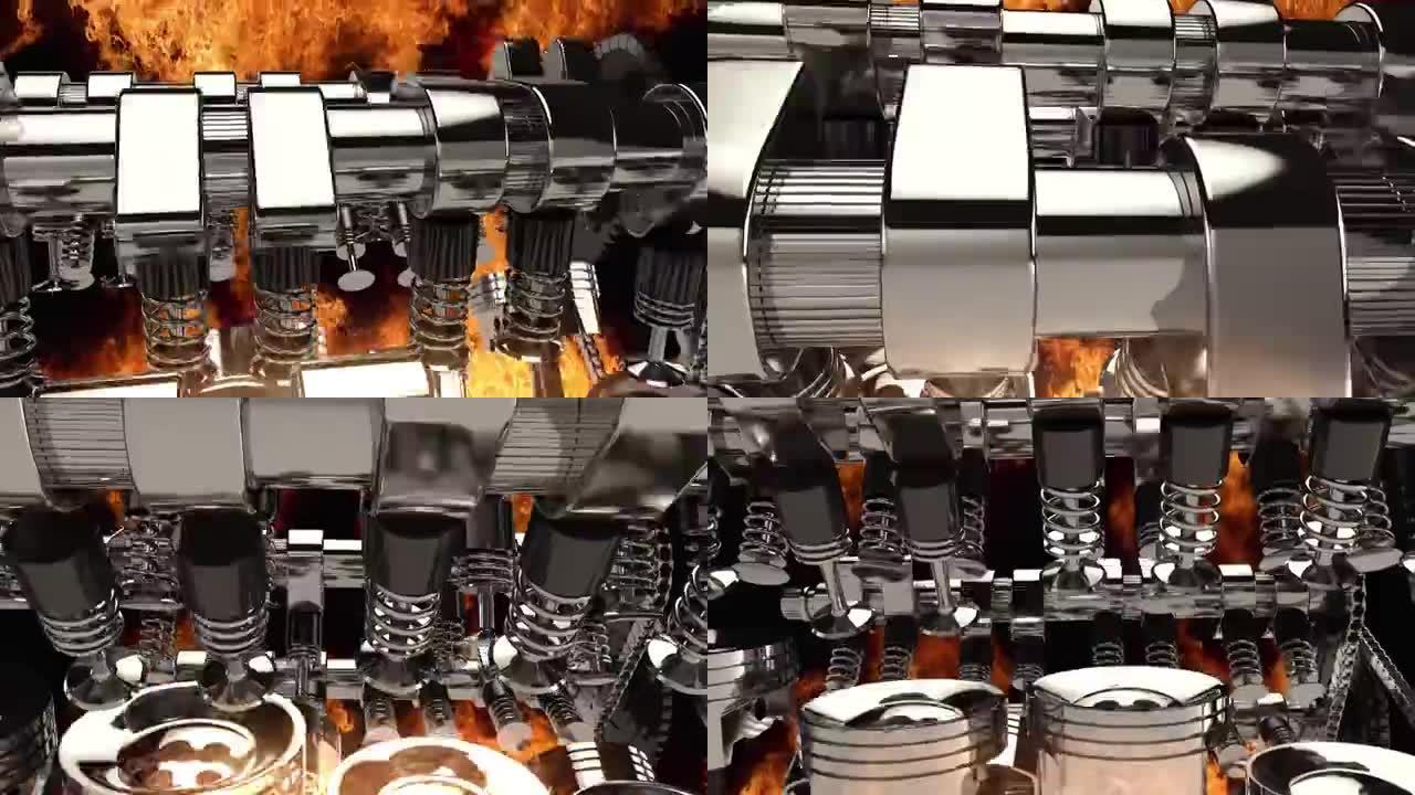 带爆炸的动画3D V8引擎