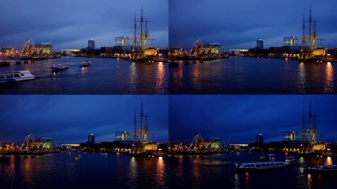 荷兰之夜从阿姆斯特丹出发的港口