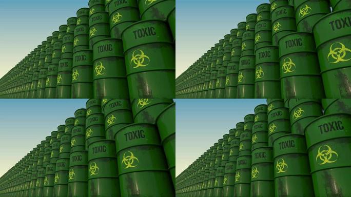 有毒成分的绿色桶线。全高清无缝循环动画