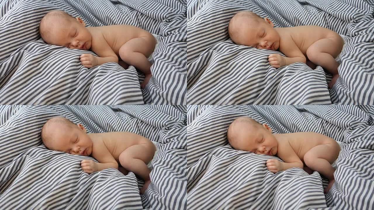 新生儿睡觉的全身像