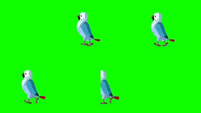 蓝鹦鹉散步。经典迪士尼风格动画