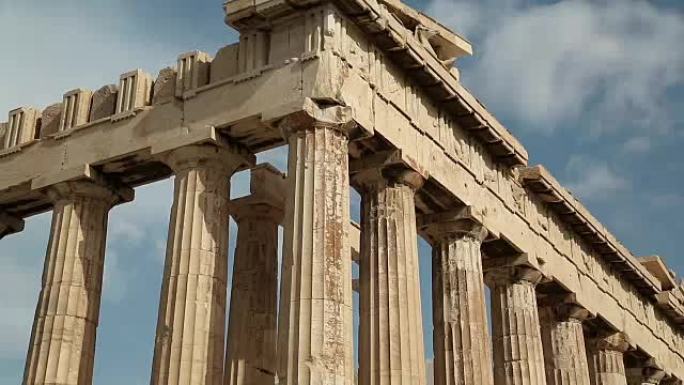 帕台农神庙的柱子-希腊雅典卫城的古董神庙