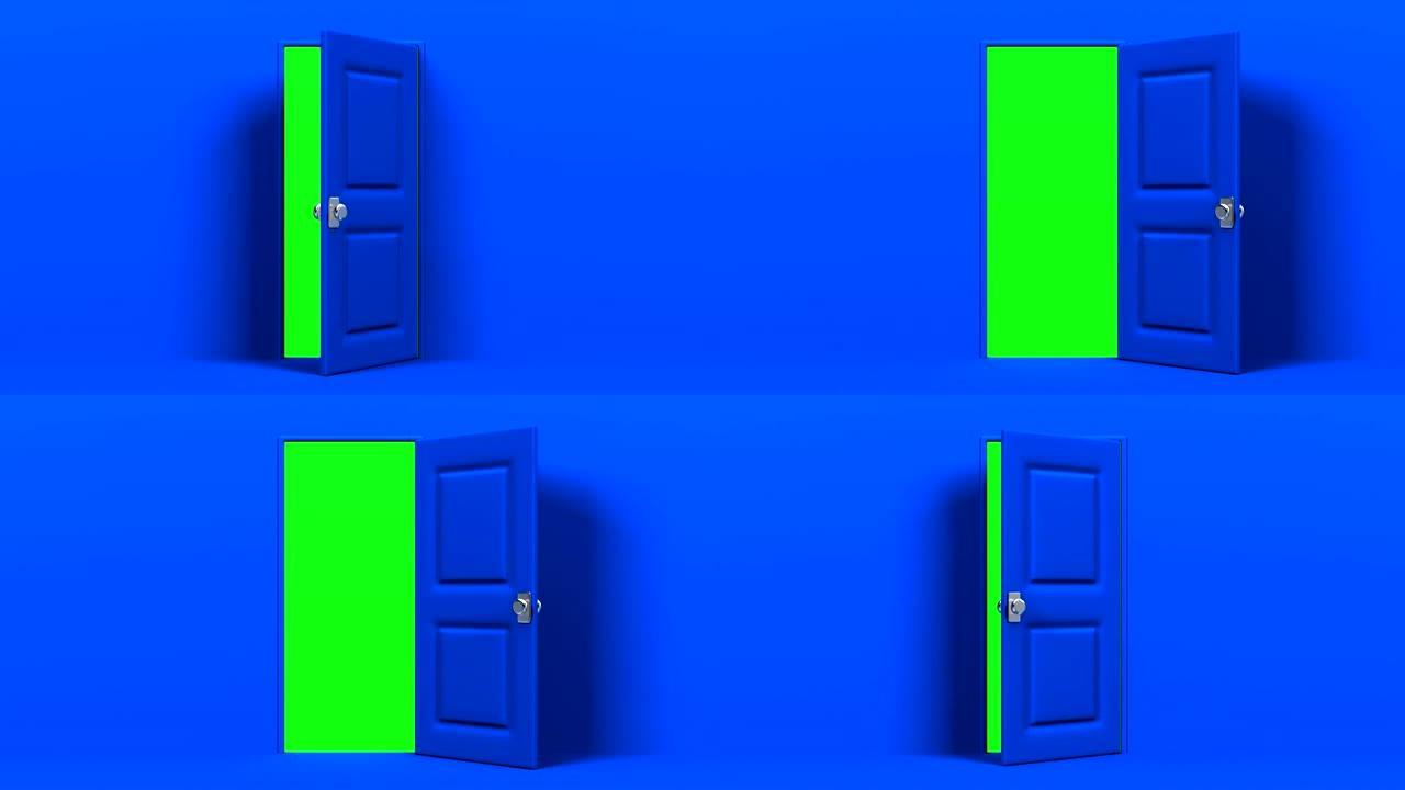 蓝色门和绿色色度键