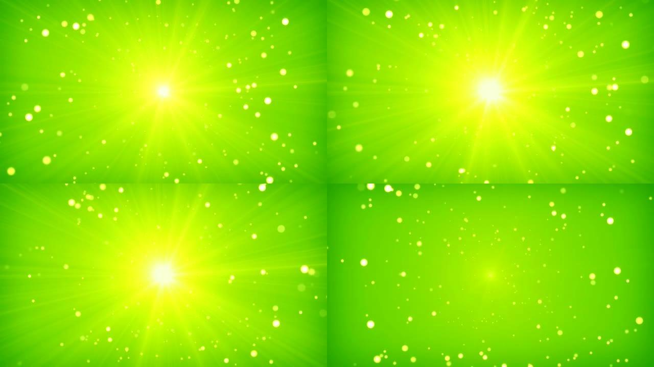 绿色黄光和粒子循环背景
