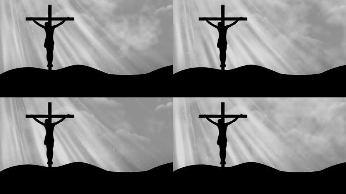 十字架上的基督灰色崇拜可循环的背景
