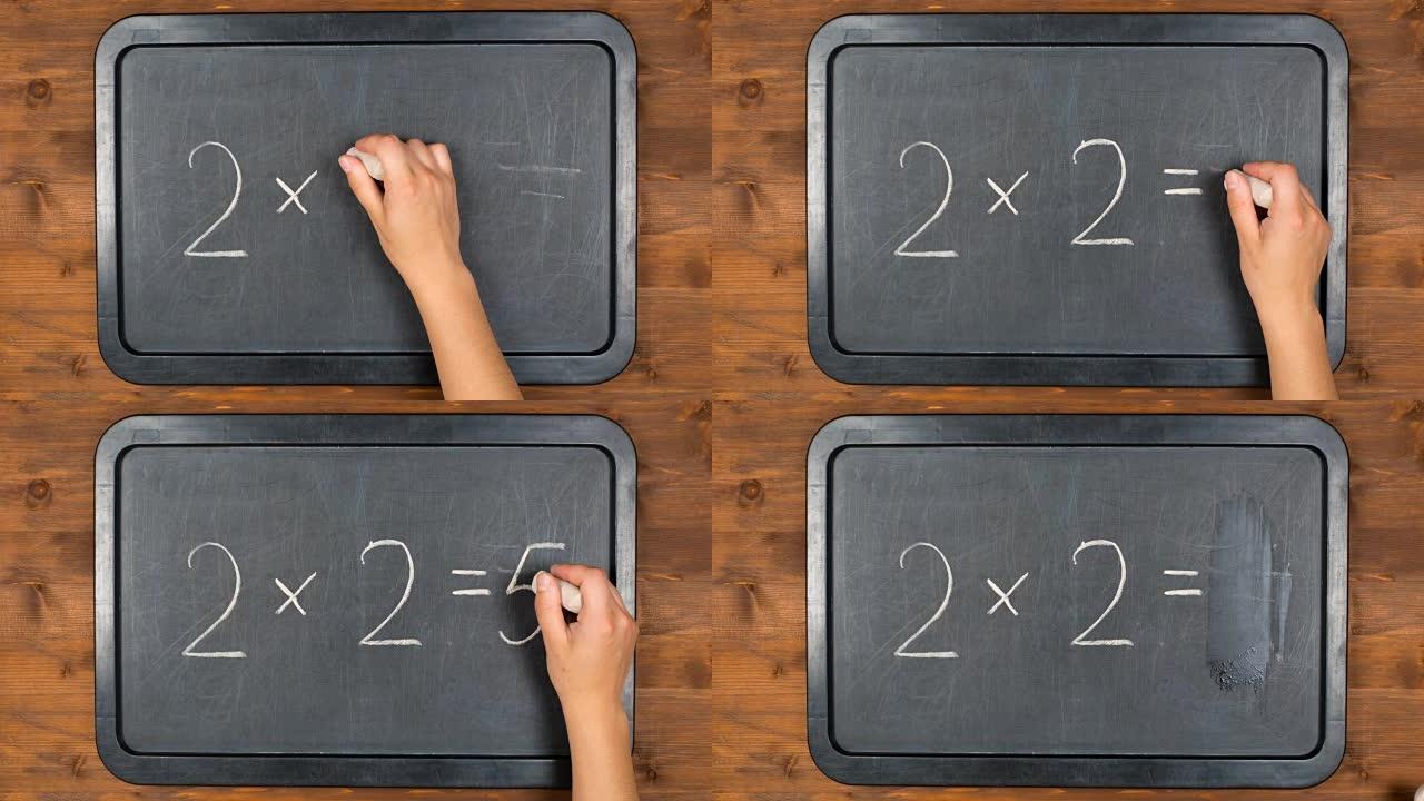 数学方程错误的黑板，动静动画