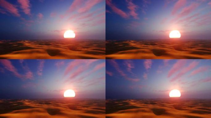 非洲沙漠中的戏剧性日落