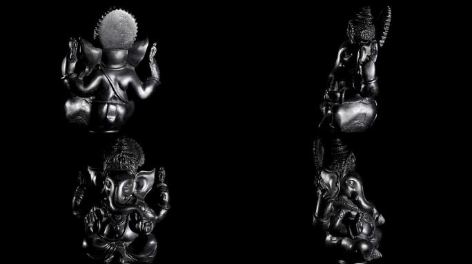 甘尼萨，印度教神像，打开黑色背景