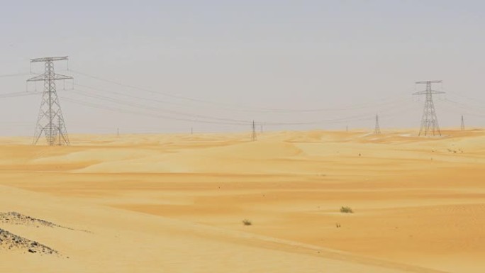 阿联酋热天轻沙漠电力塔4k