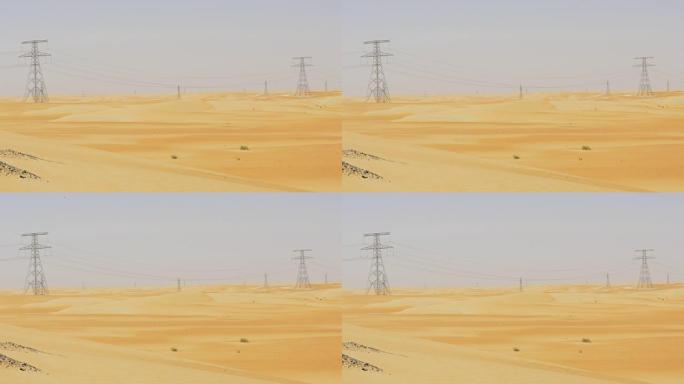 阿联酋热天轻沙漠电力塔4k
