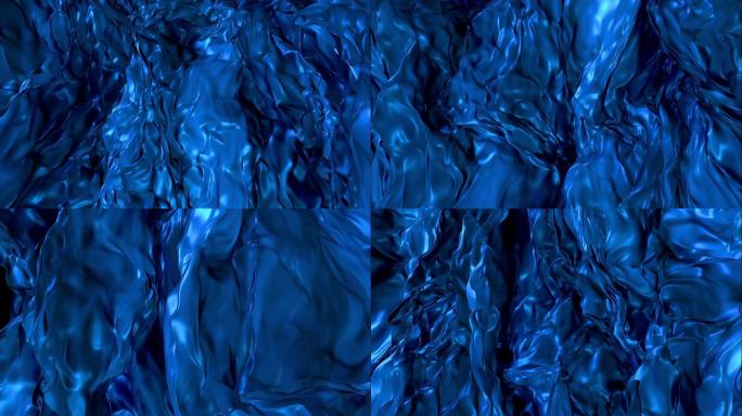 深蓝色流体背景蓝色液体背景蓝水流动蓝色丝
