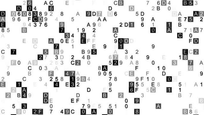 数字数据十六进制代码符号无缝循环动画