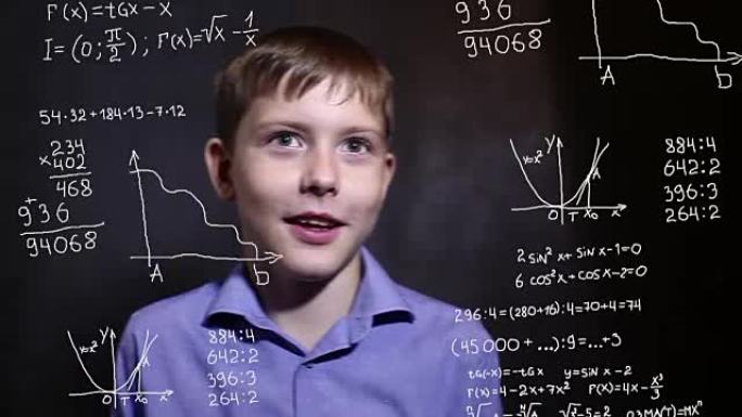 学生男孩青少年说话科学公式数学问题数学信息图