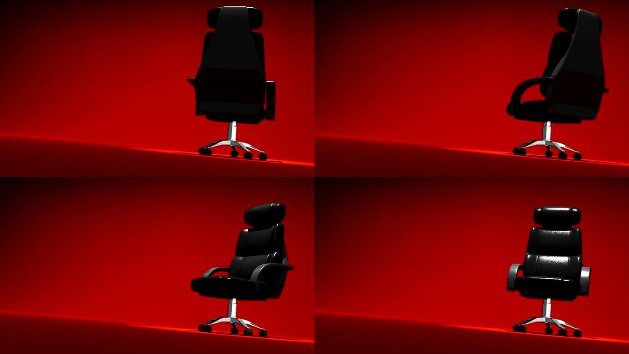 红色文本空间上的聚光灯商务椅