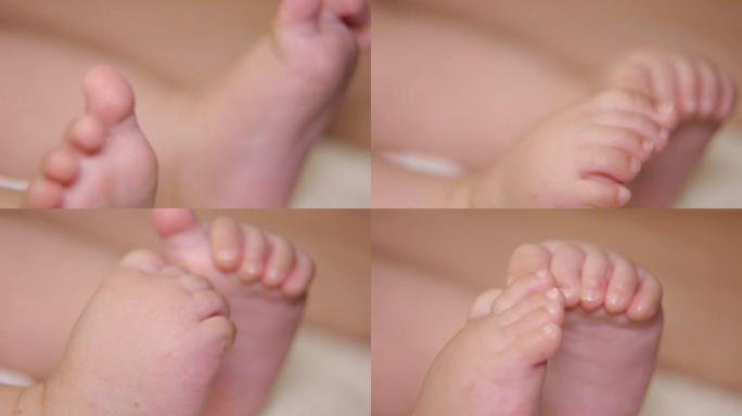 新生儿脚的特写。
