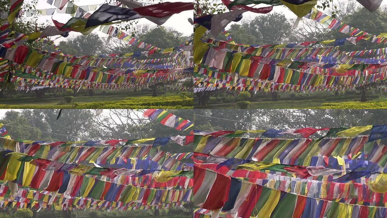 佛陀诞生地尼泊尔的佛教旗帜