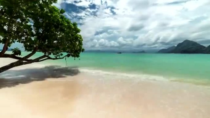 在El Nido的Las Cabanas海滩上的水上树。菲律宾巴拉望岛