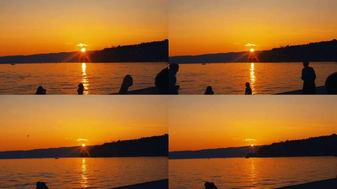 奥赫里德湖上的日落