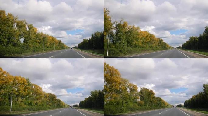 秋季高速公路-开放阳光路，慢动作