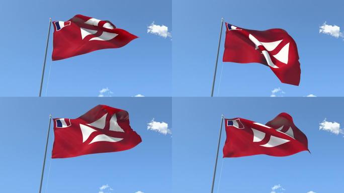 在风中飘扬的沃利斯和富图纳群岛的旗帜