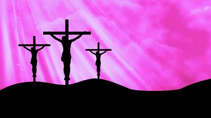 基督在三个十字架上粉红色-崇拜可循环的背景