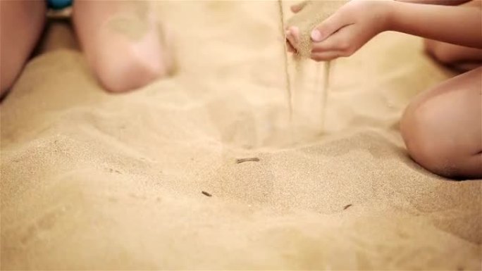 沙滩上的孩子们在沙滩上玩耍