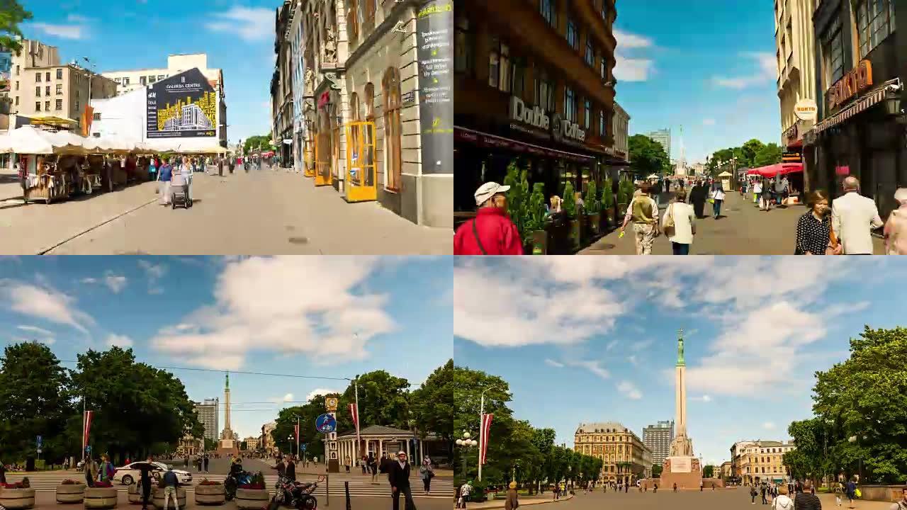 拉脱维亚自由纪念碑与老城的超脱