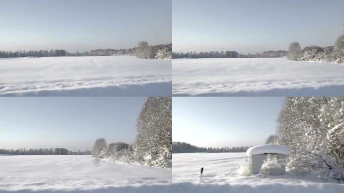 在爱沙尼亚的白雪皑皑的街道上快速行驶