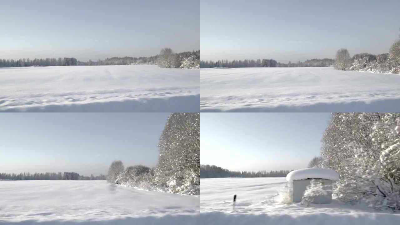 在爱沙尼亚的白雪皑皑的街道上快速行驶