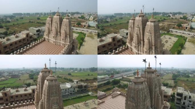 德里郊区耆那教寺的鸟瞰图
