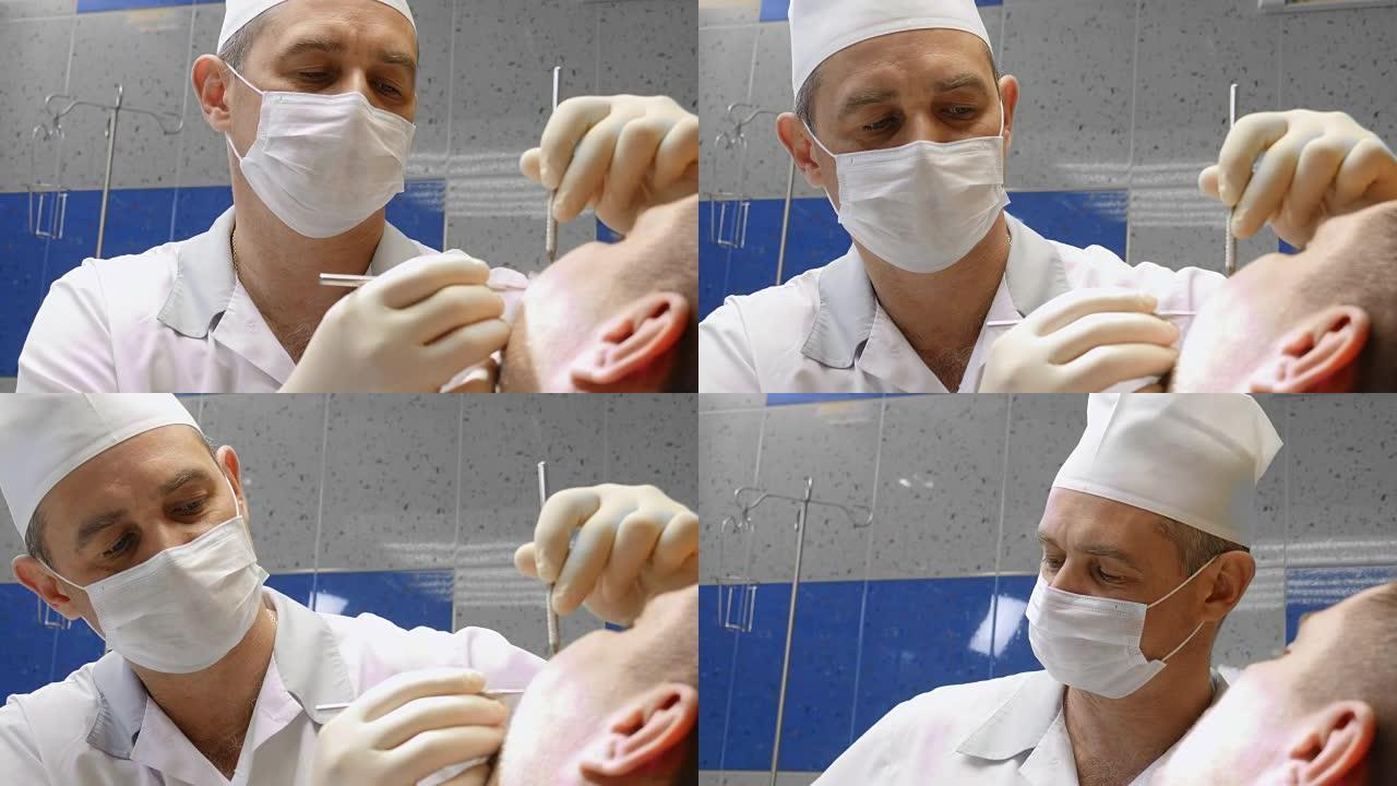 牙医非常仔细地检查和修复年轻女性患者的牙齿